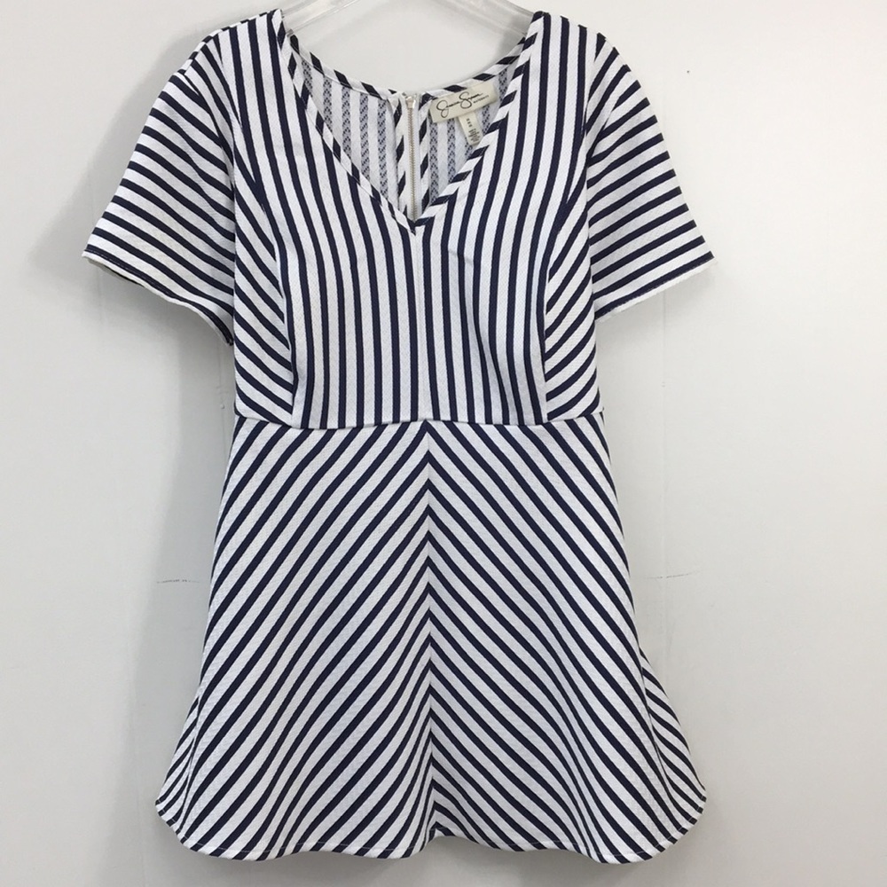 Jessica Simpson Maternity Navy & White V-Neck Striped Dress Size M EXCELLENT